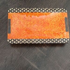 Orange and Black Decorative Tray